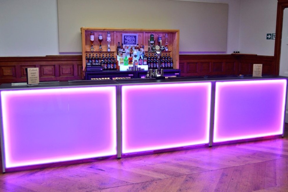 Mobile bar with LED light up bar units